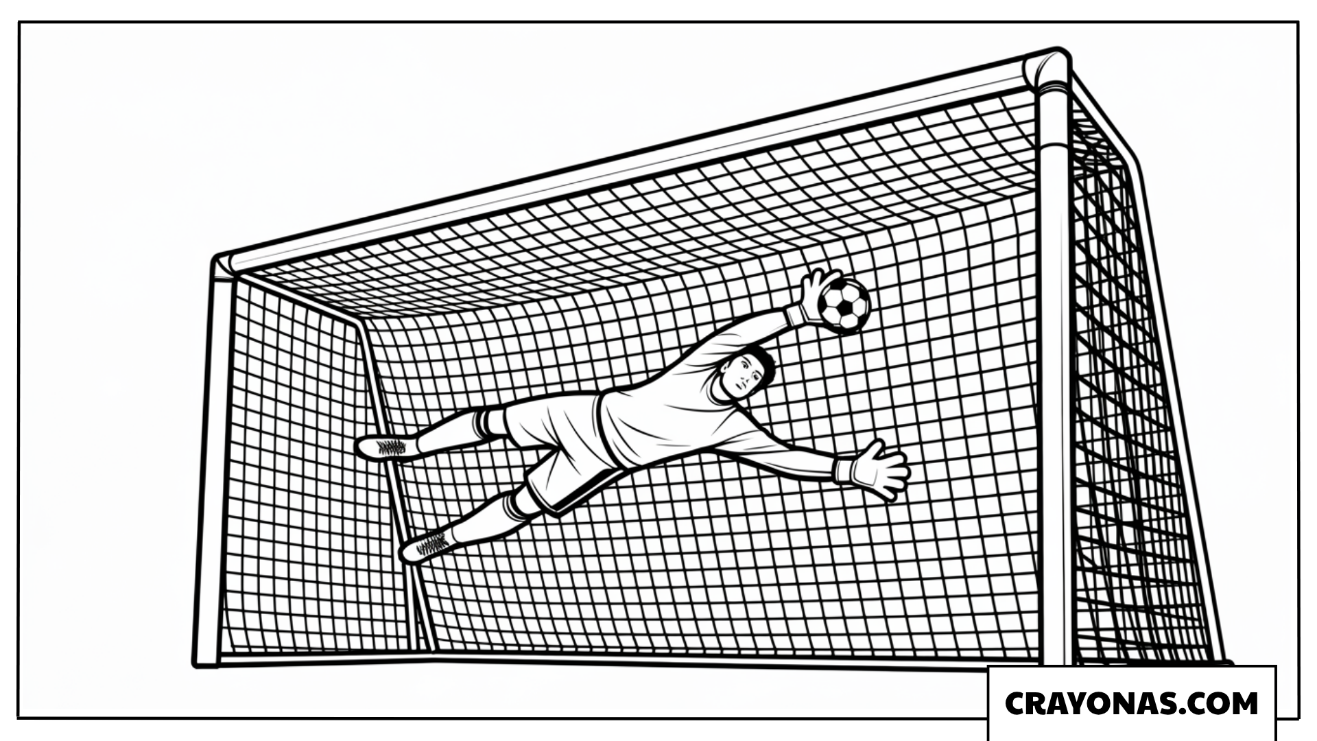 Soccer Goalkeeper Diving Save Coloring Page