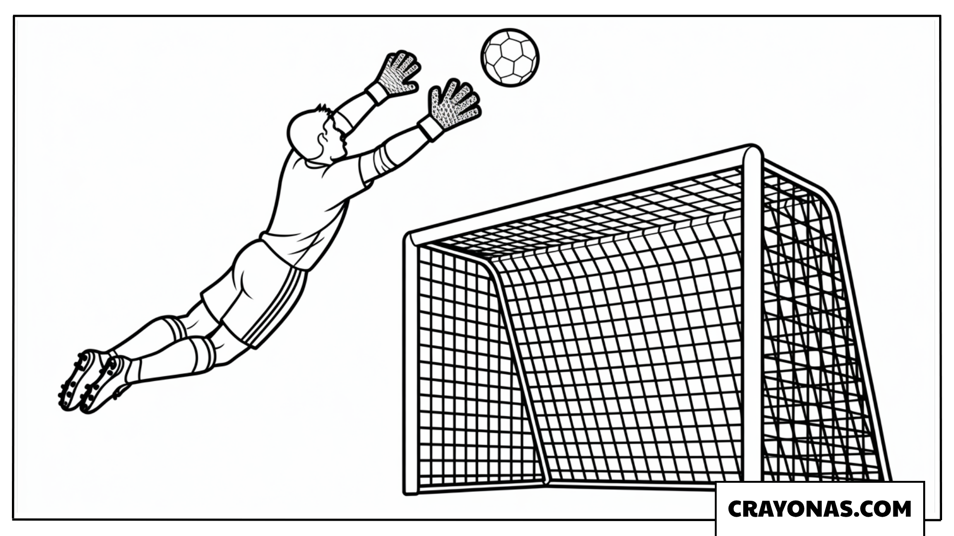 Soccer Goalkeeper Flying Save Coloring Page
