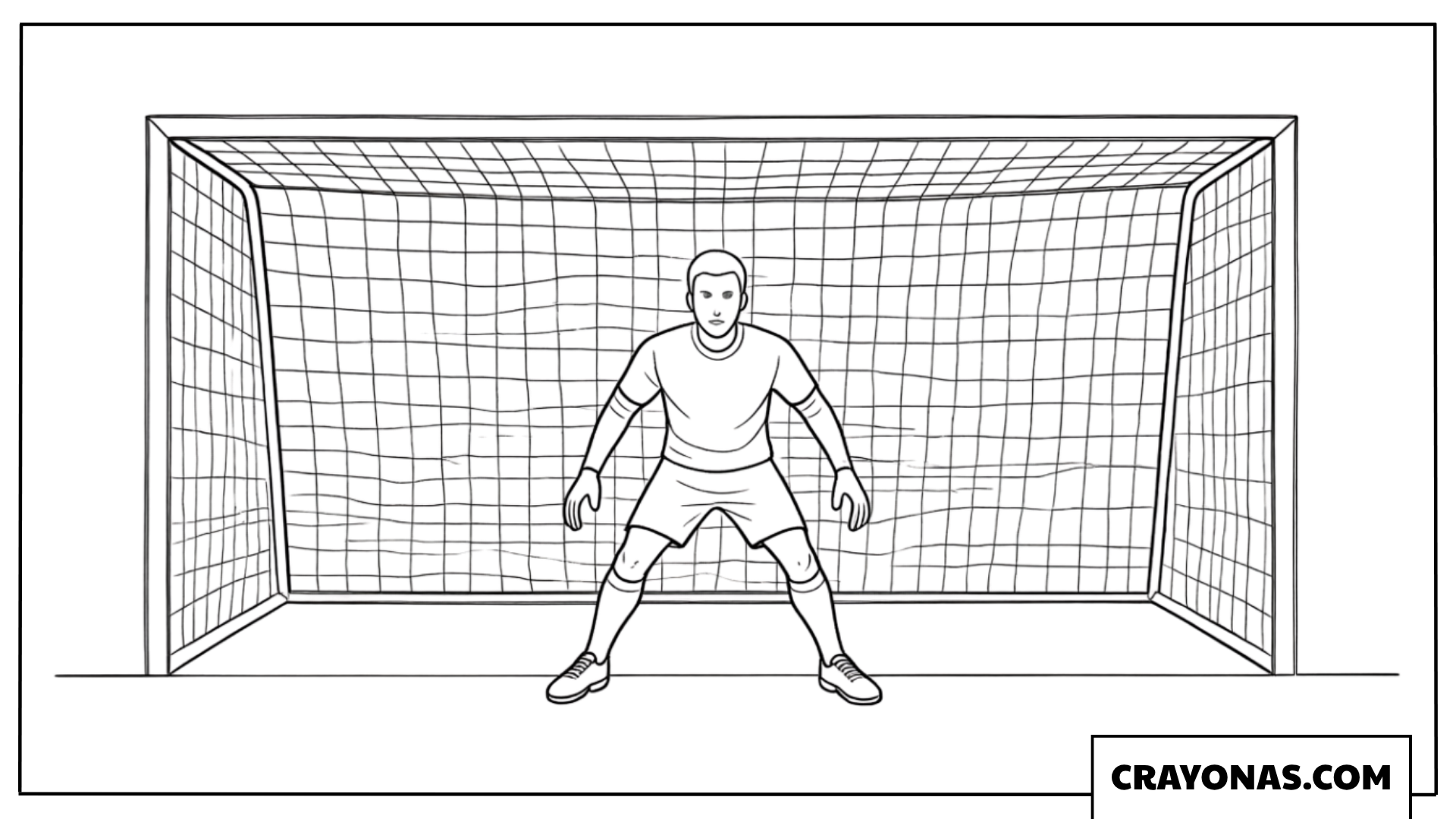 Soccer Goalkeeper Standing in Goal Coloring Page