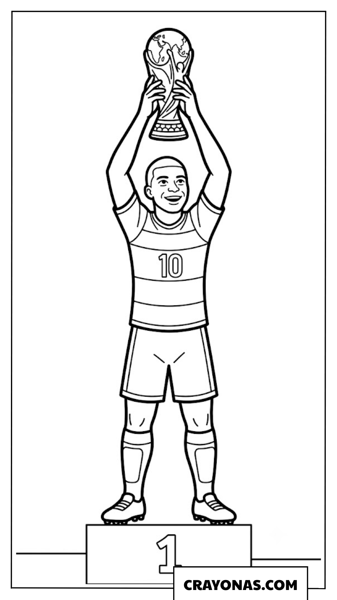 Soccer Legend Lifting World Cup Trophy Coloring Page