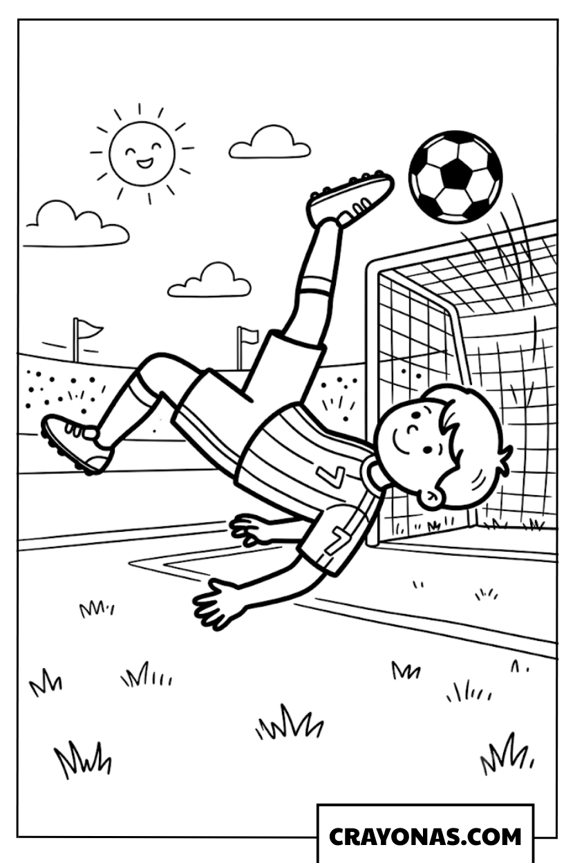 Soccer Player Bicycle Kick Coloring Page