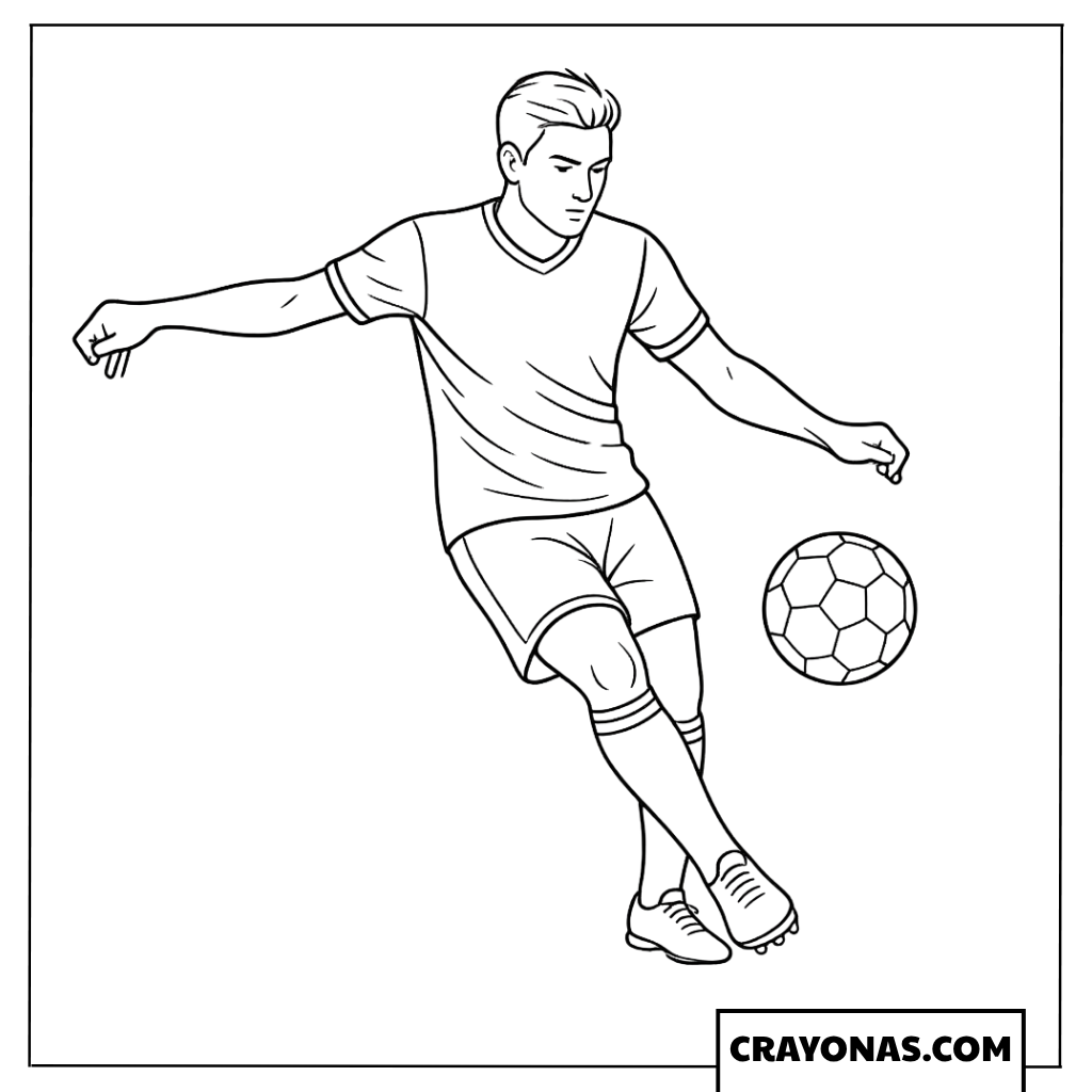 Soccer Player Controlling Ball Coloring Page