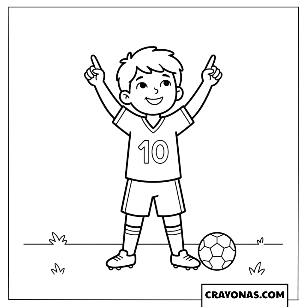 Soccer Player Double Finger Celebration Coloring Page