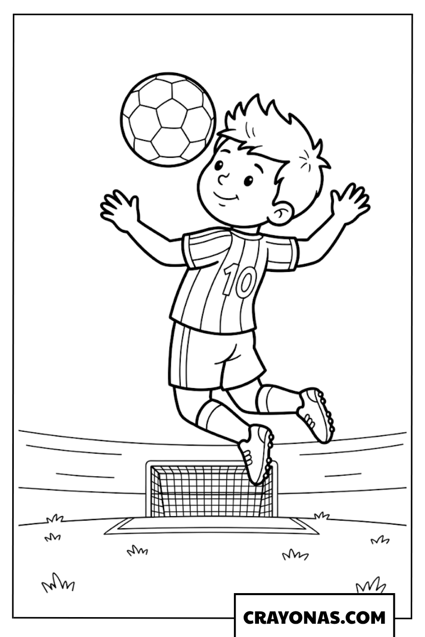 Soccer Player Heading the Ball Coloring Page