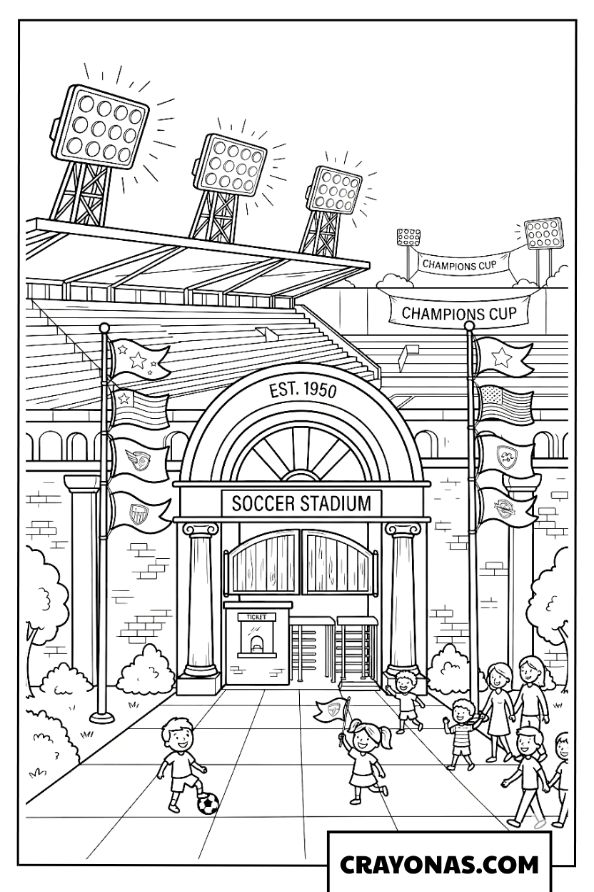 Soccer Stadium Entrance Coloring Page