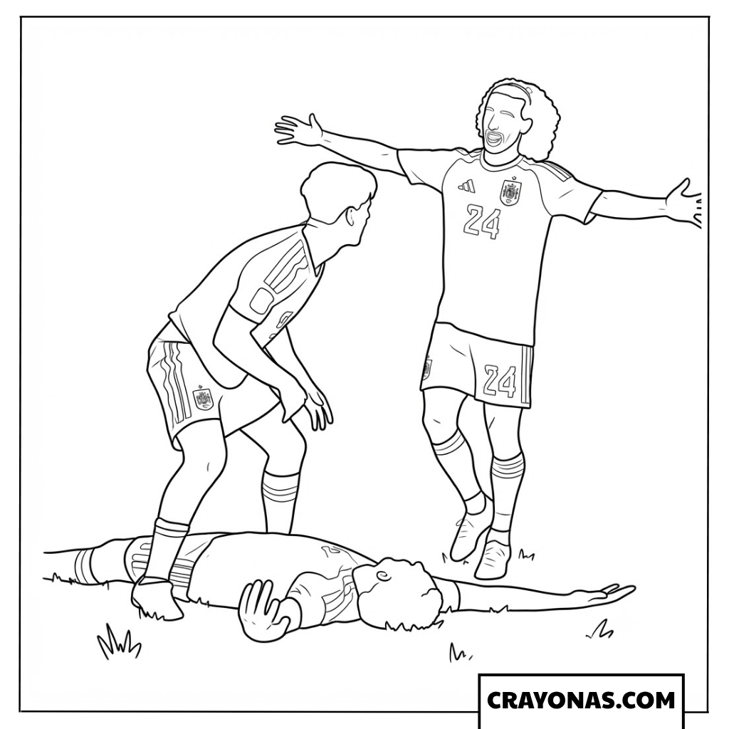 Spain Players Group Celebration Coloring Page