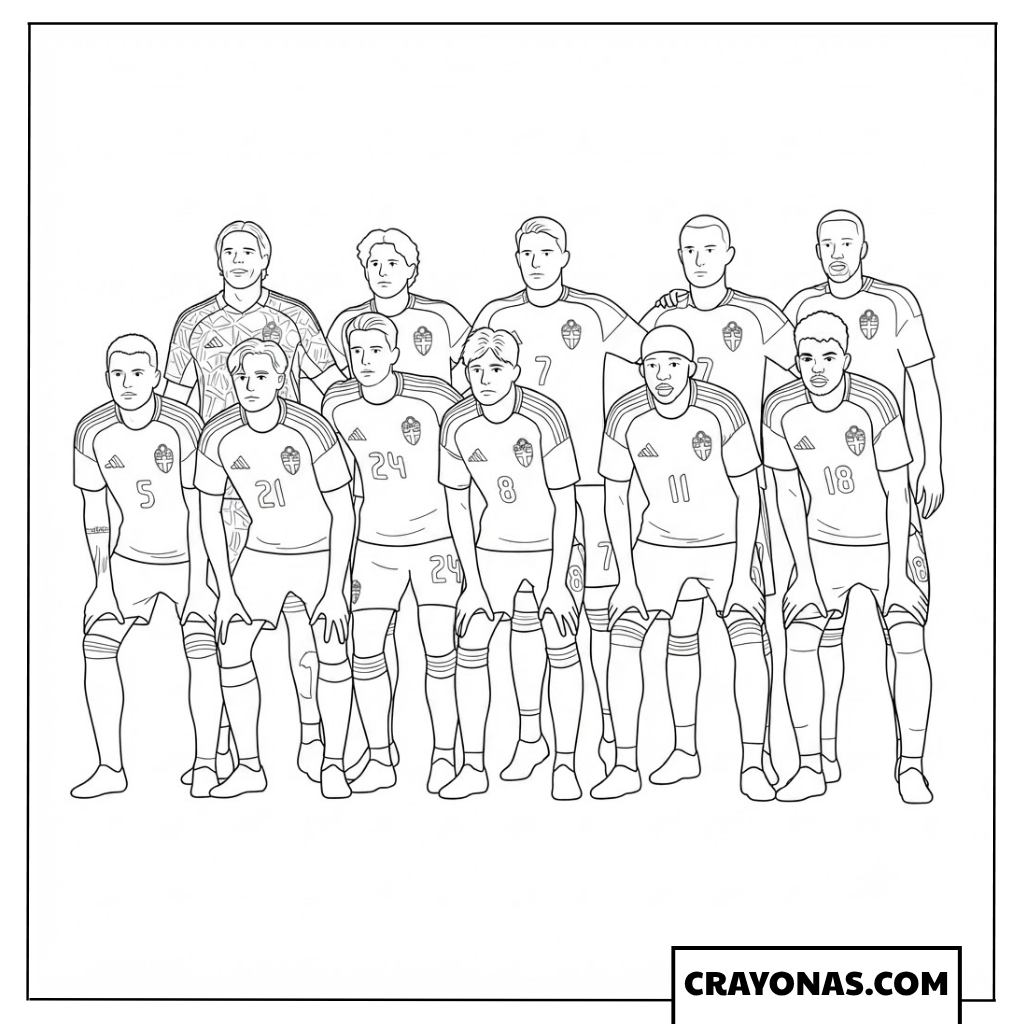 Sweden National Team Lineup Coloring Page
