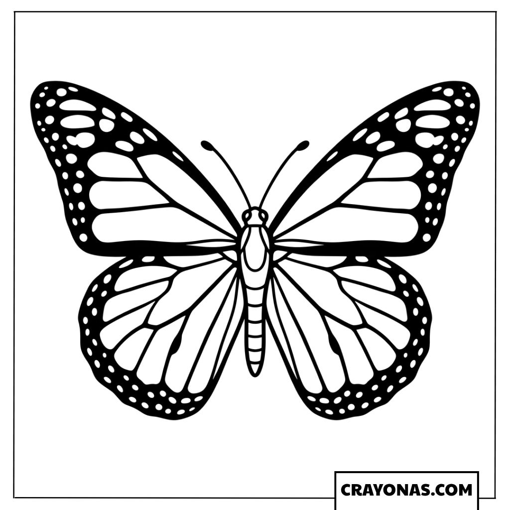Symmetrical Monarch Butterfly Display Coloring Page