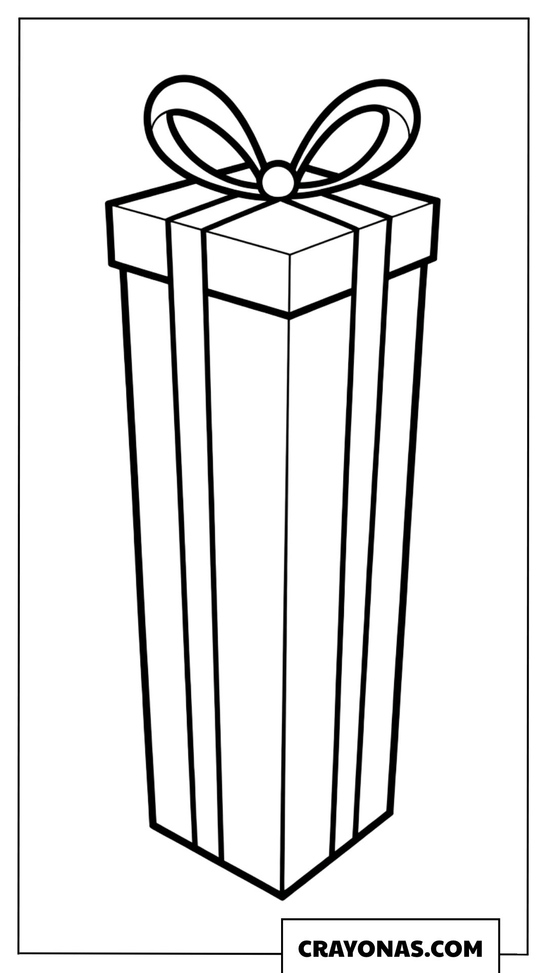 Tall Gift Box with Bow Coloring Page