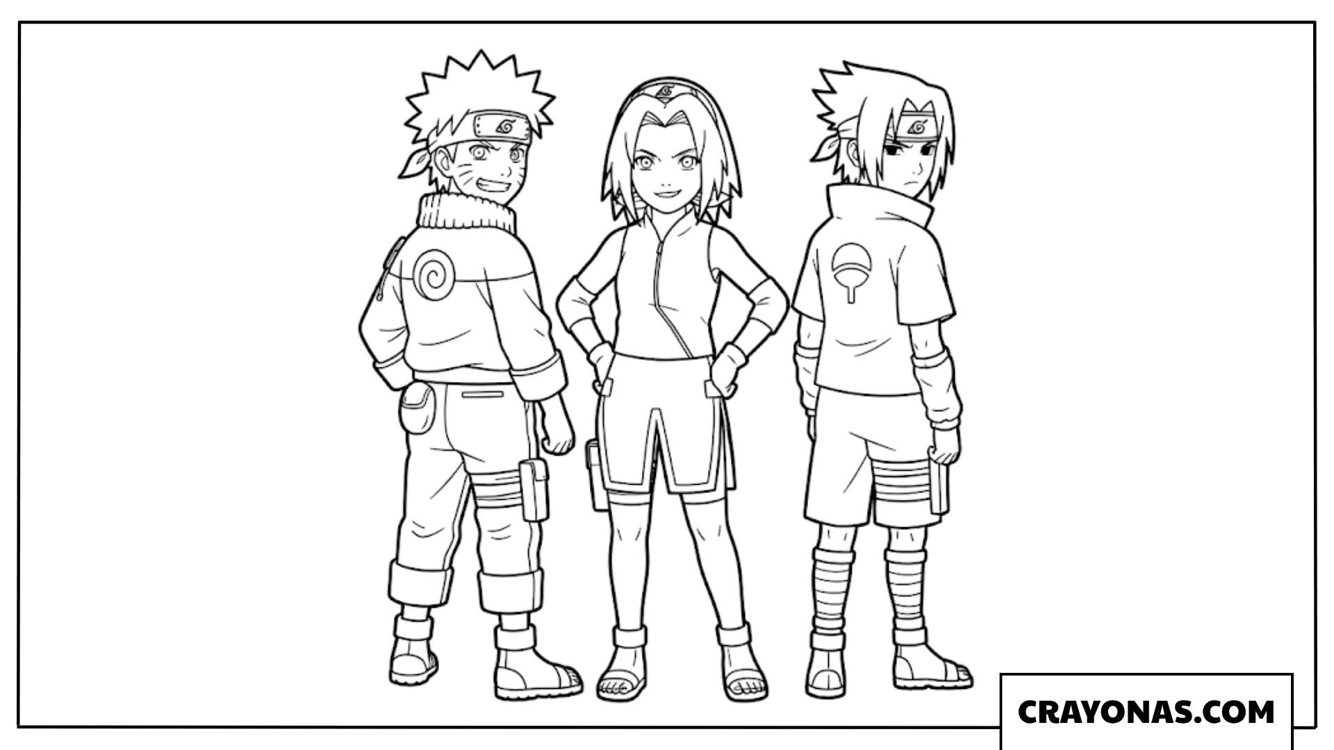 Team 7 Naruto Sakura and Sasuke Lineup Coloring Page