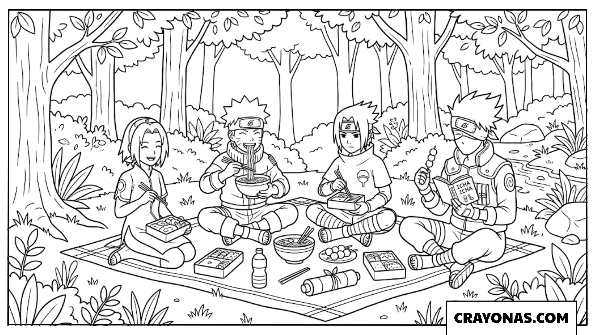 Team 7 Outdoor Picnic and Lunch Coloring Page