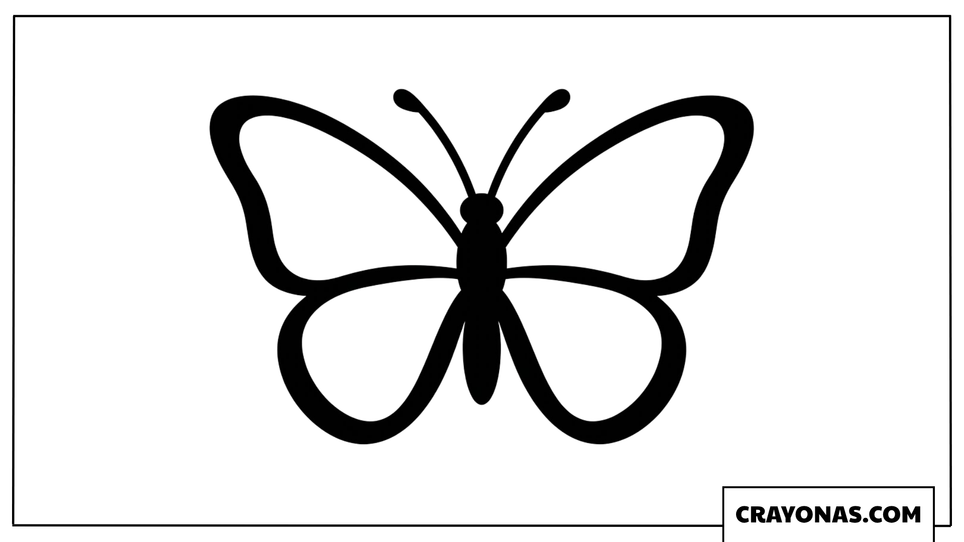 Thick Bold Outline Butterfly Silhouette Template Coloring Page