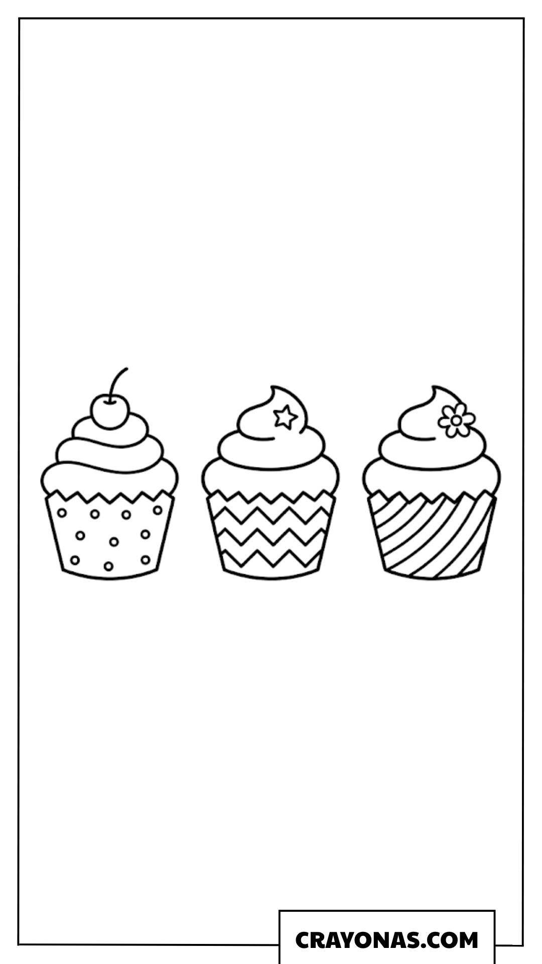 Three Cupcakes Coloring Page