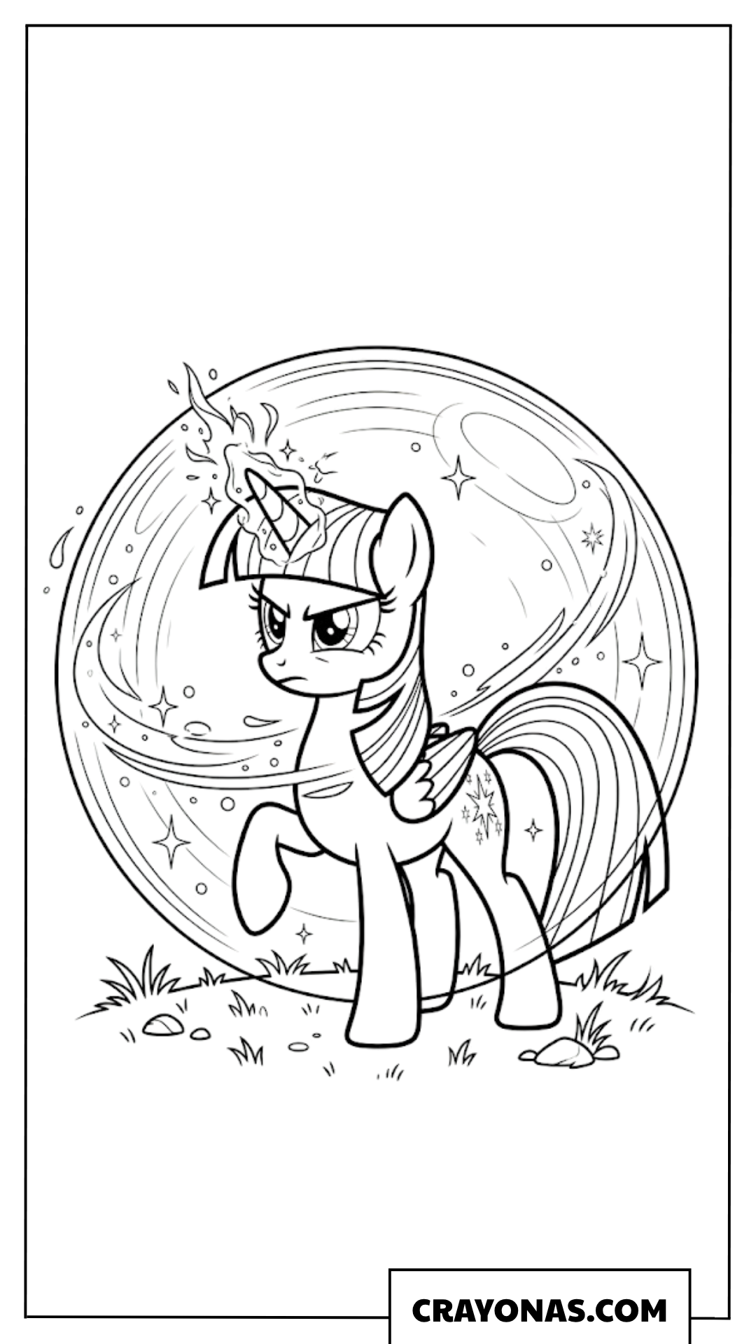 Twilight Sparkle Creating Magic Shield Bubble Coloring Page