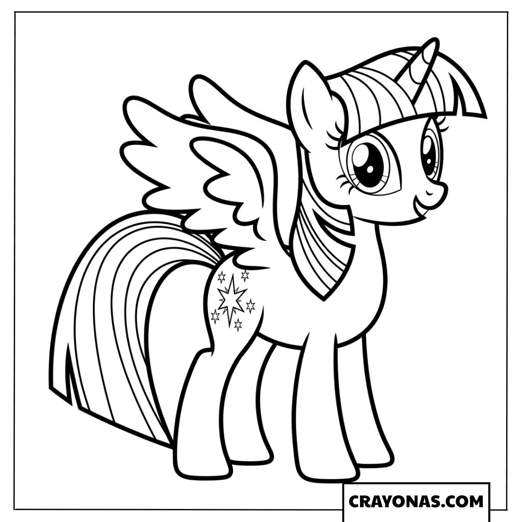 Twilight Sparkle Standing Proudly Princess of Friendship Coloring Page