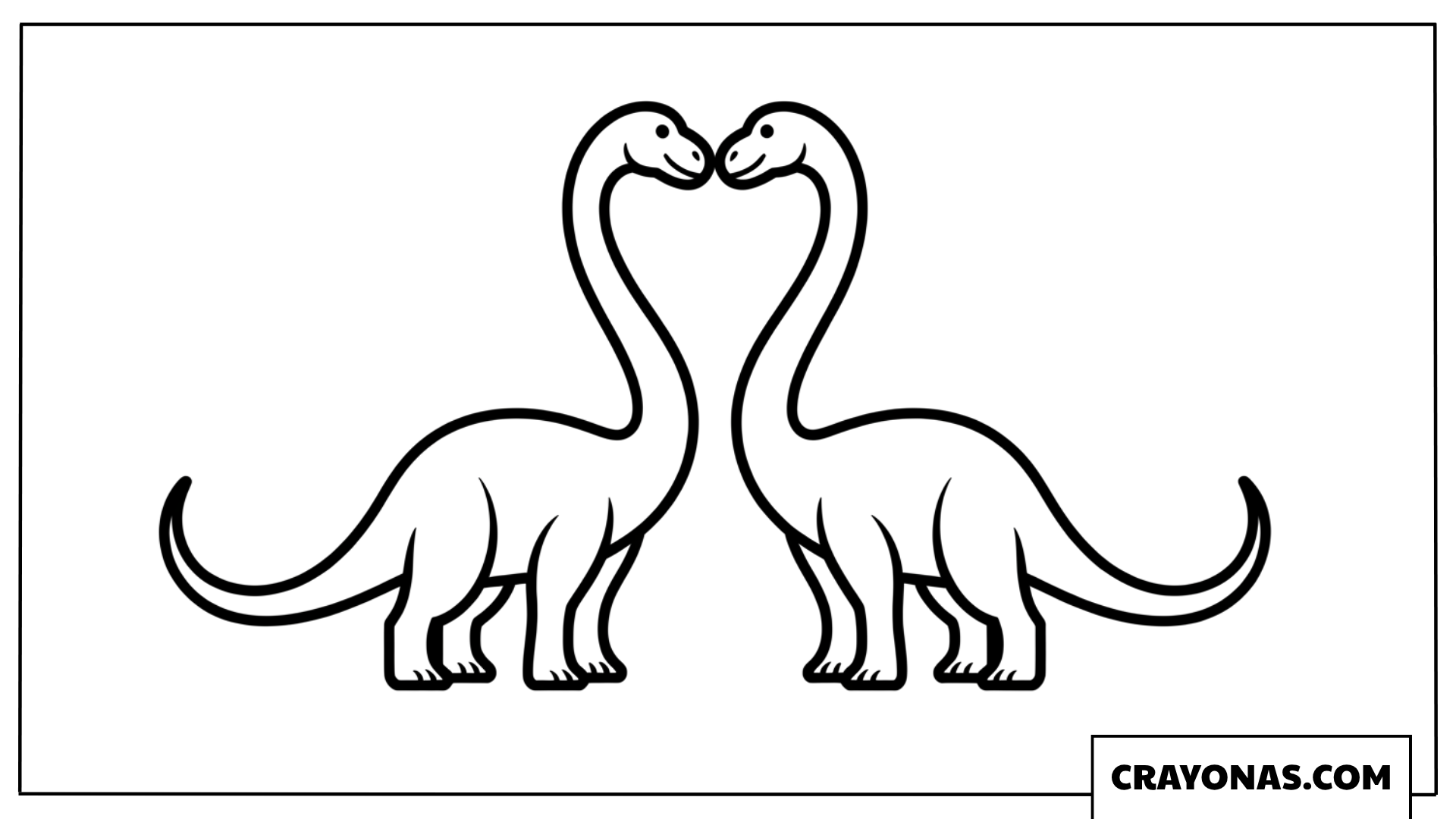 Two Long Neck Dinosaurs Making a Heart Shape Coloring Page
