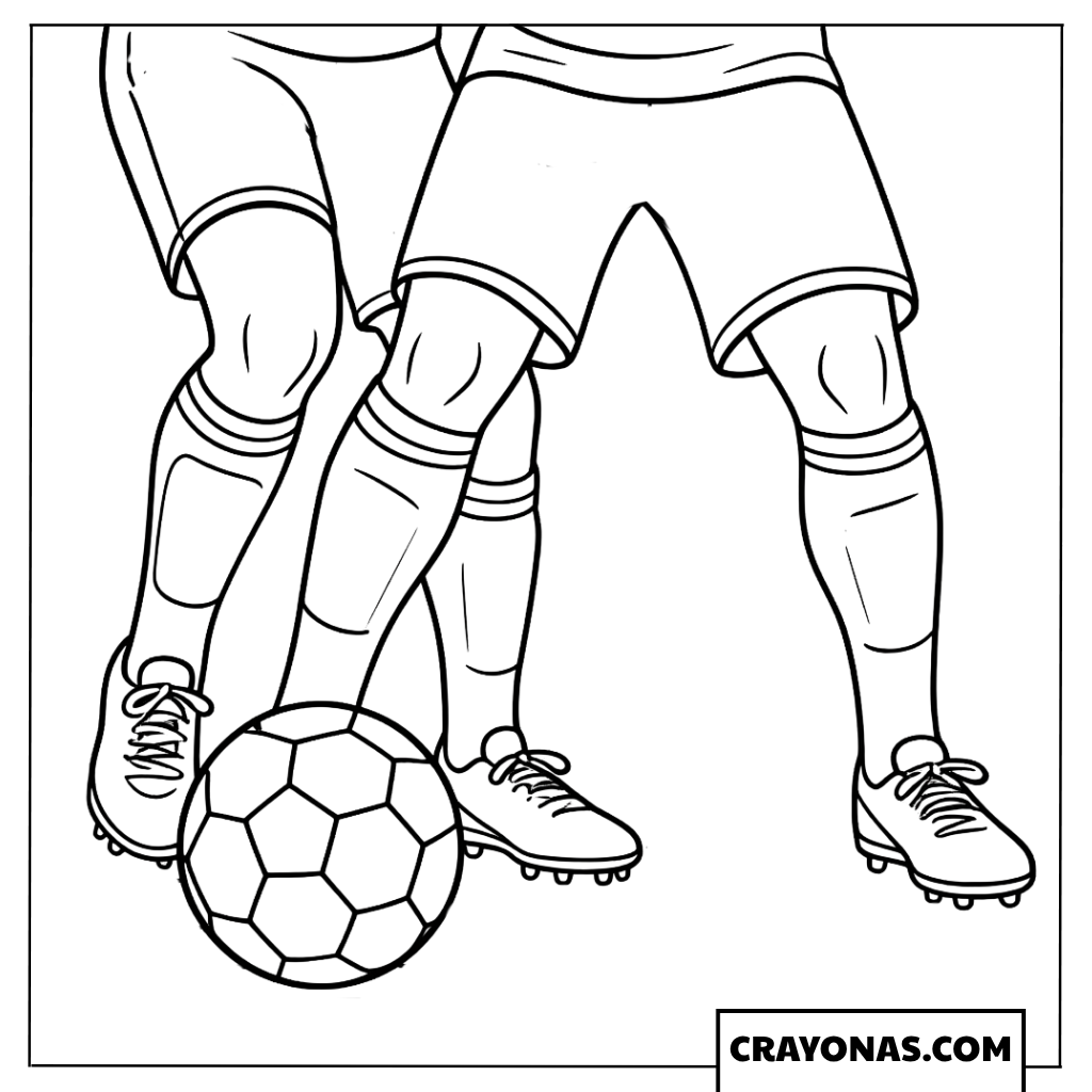 Two Players Competing for Soccer Ball Coloring Page