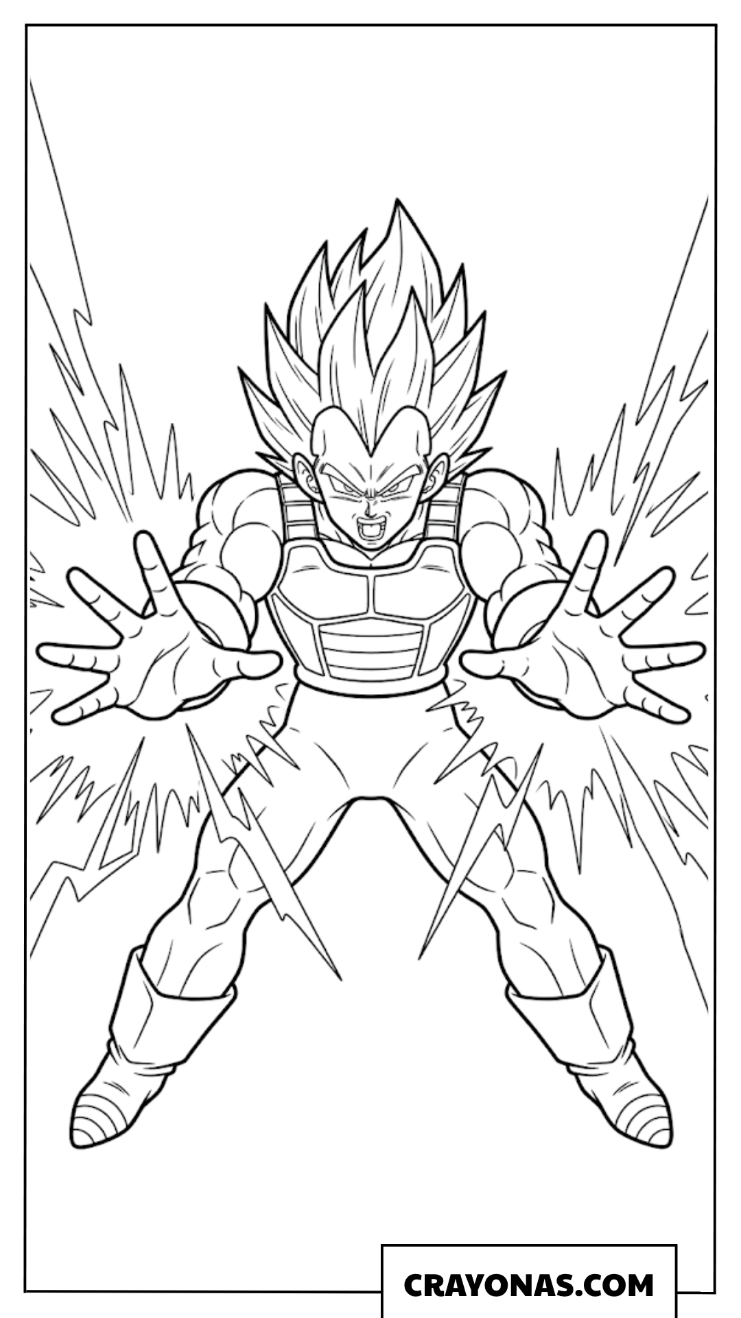 Vegeta Final Flash Attack Dragon Ball Z Coloring Page