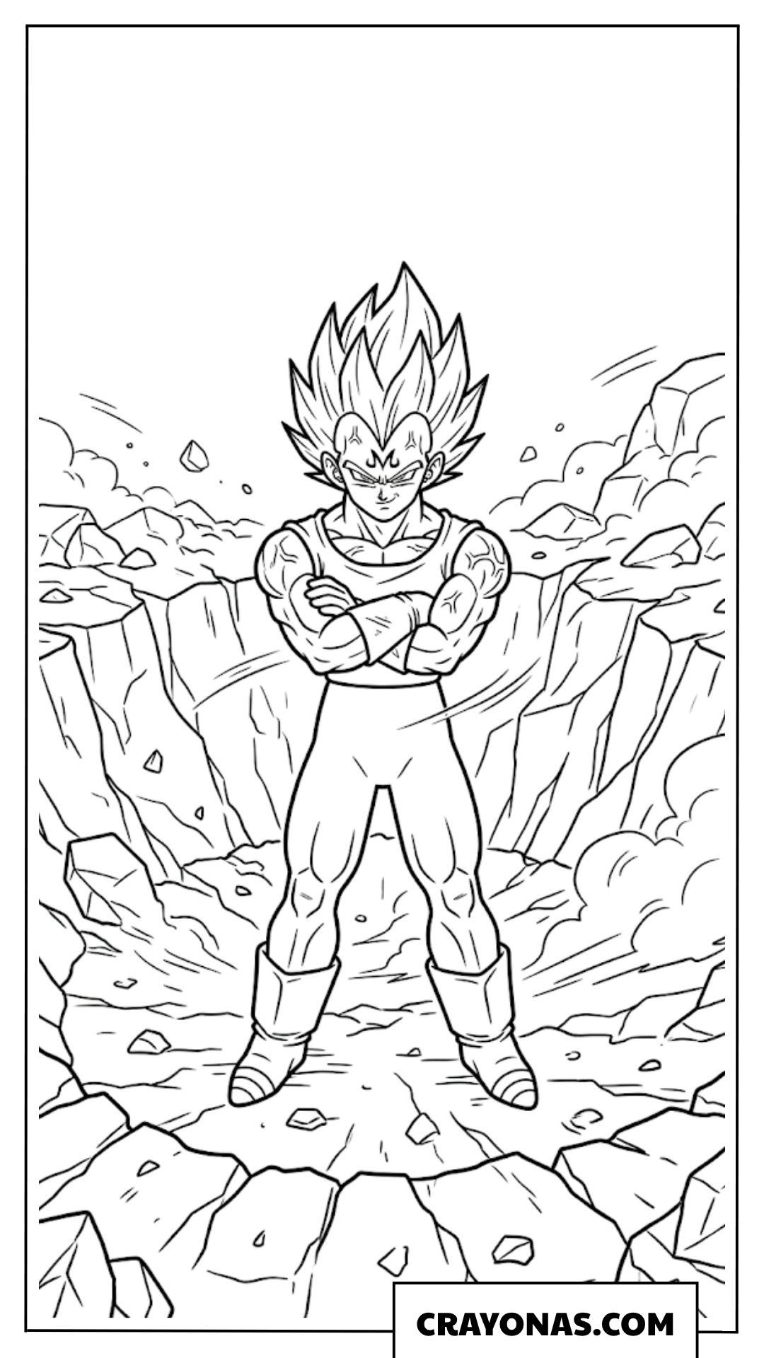Vegeta Rocky Wasteland Battlefield Coloring Page