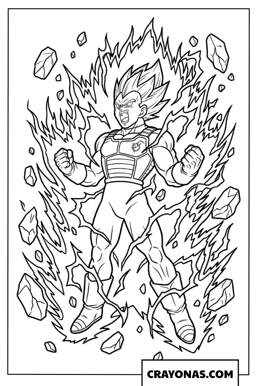 Vegeta Super Saiyan Blue Power Aura Coloring Page