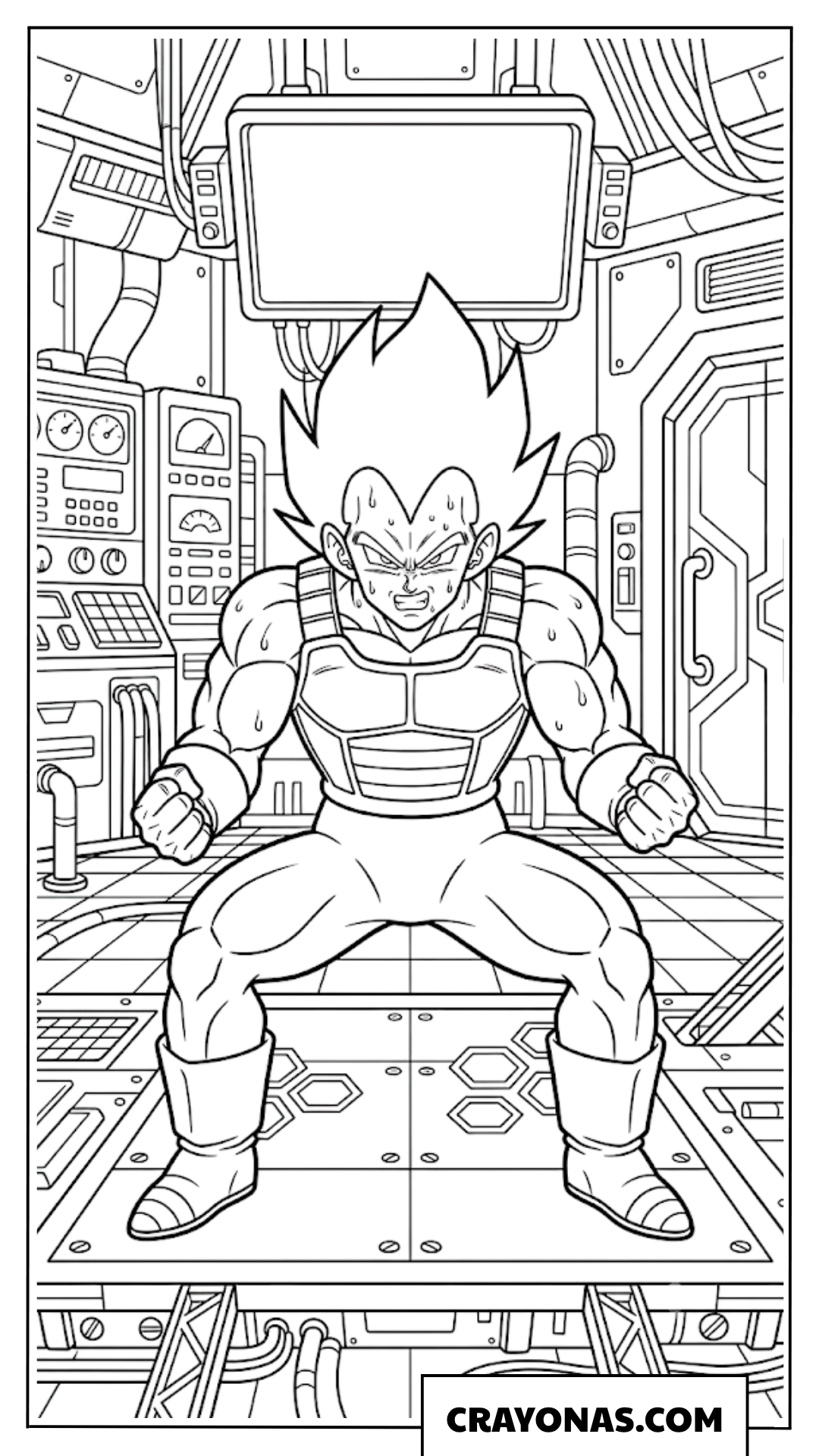 Vegeta Training in Gravity Chamber Room Coloring Page