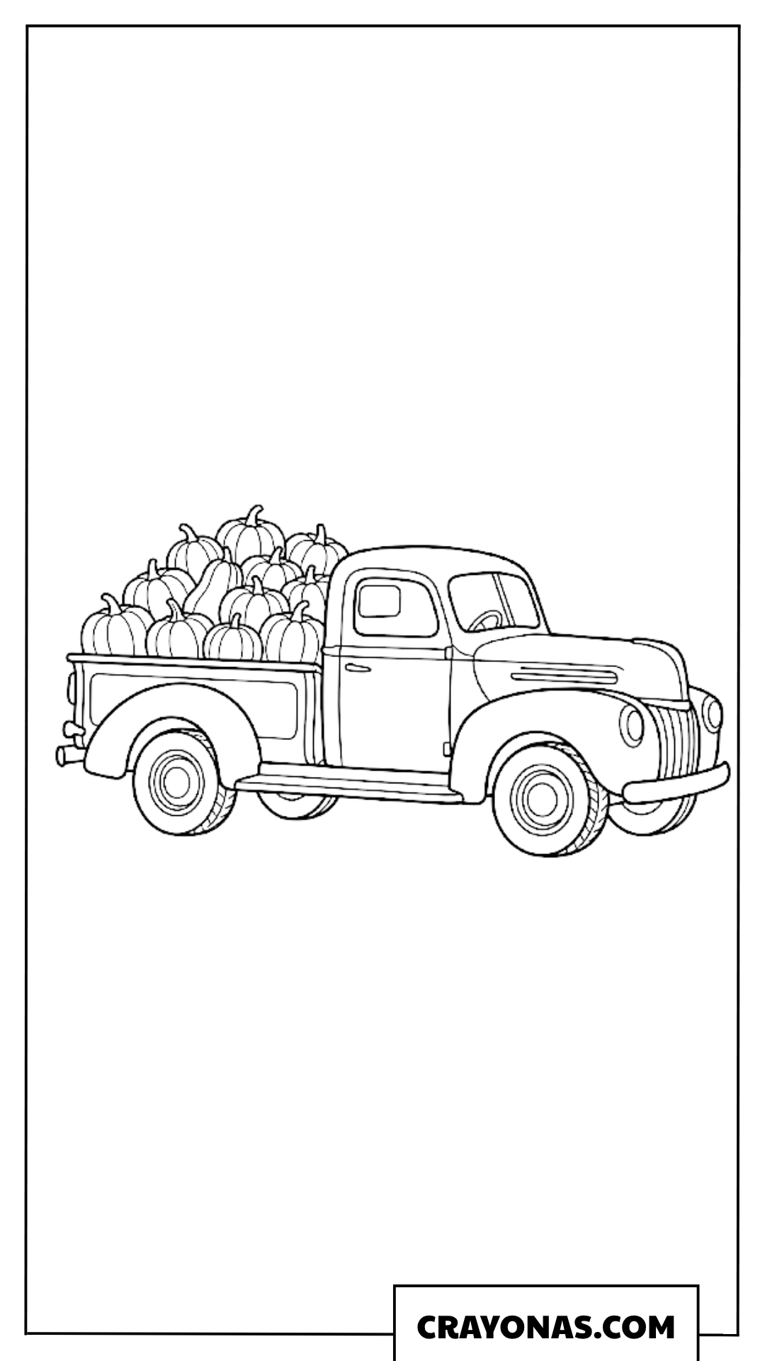 Vintage Pickup Truck Carrying Pumpkins Coloring Page