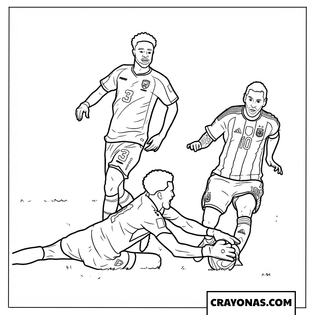 Vozinha Saving Against Messi Coloring Page