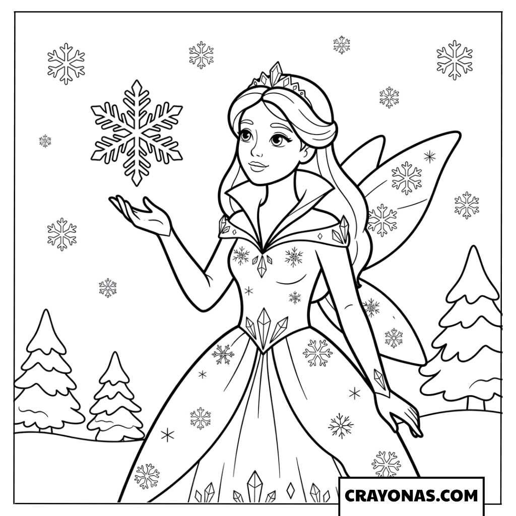 Winter Ice Fairy Princess Coloring Page