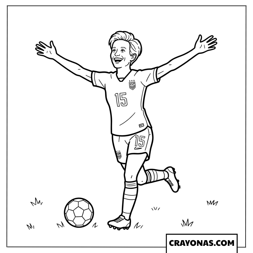 Women's Soccer Star Celebrating Coloring Page