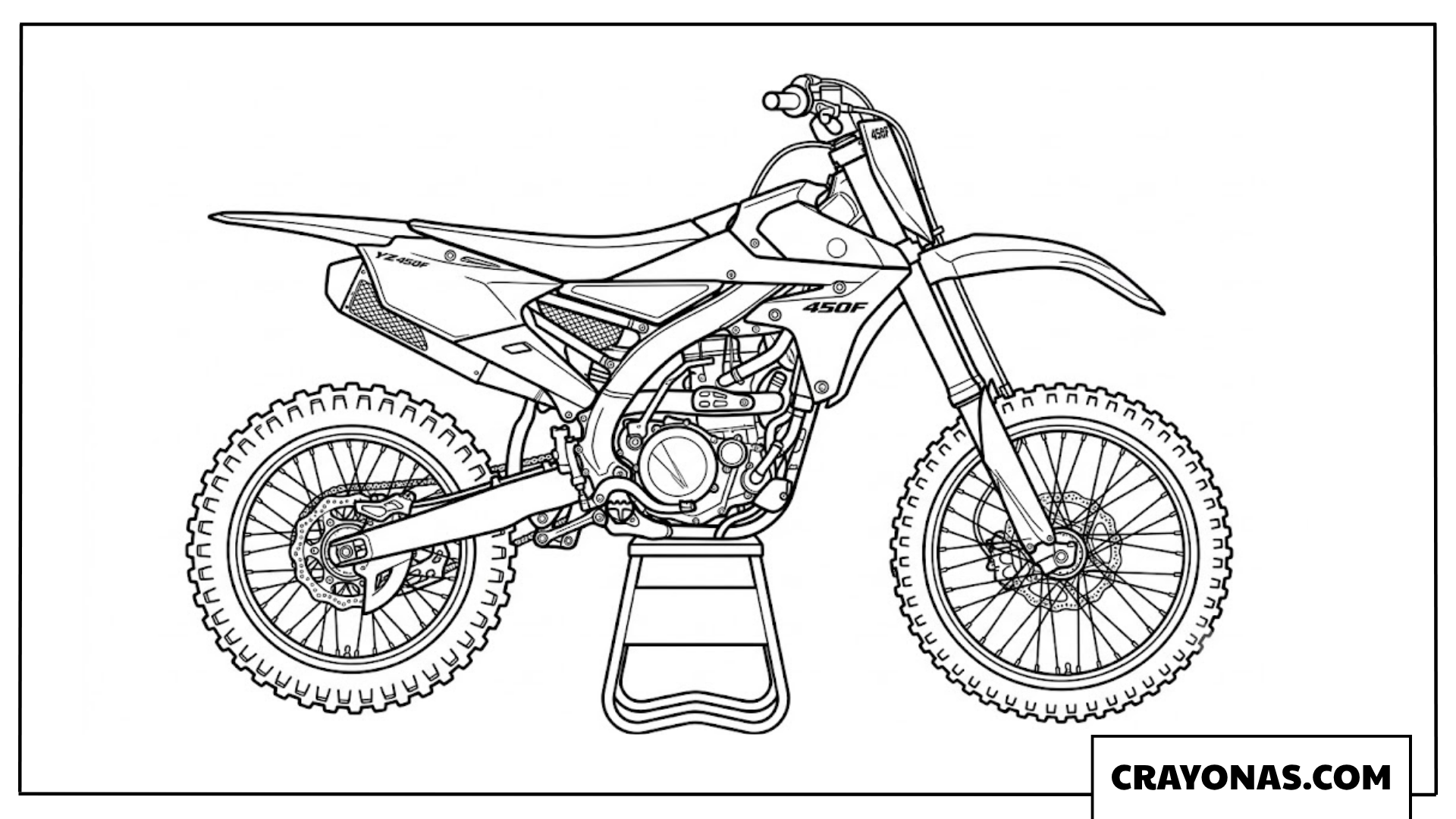 Yamaha Racing Dirt Bike on Paddock Stand Coloring Page