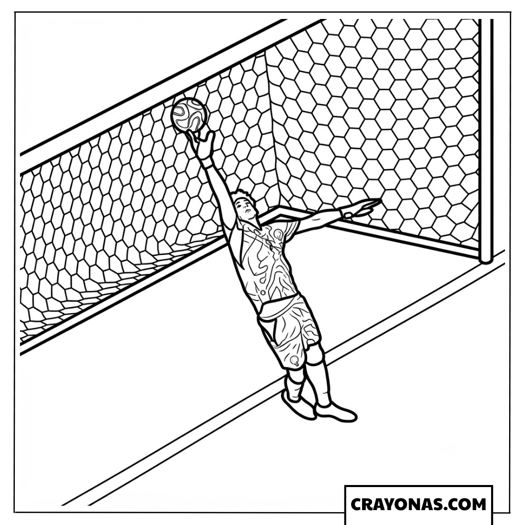 Yassine Bounou Diving Save vs Mbappe Coloring Page
