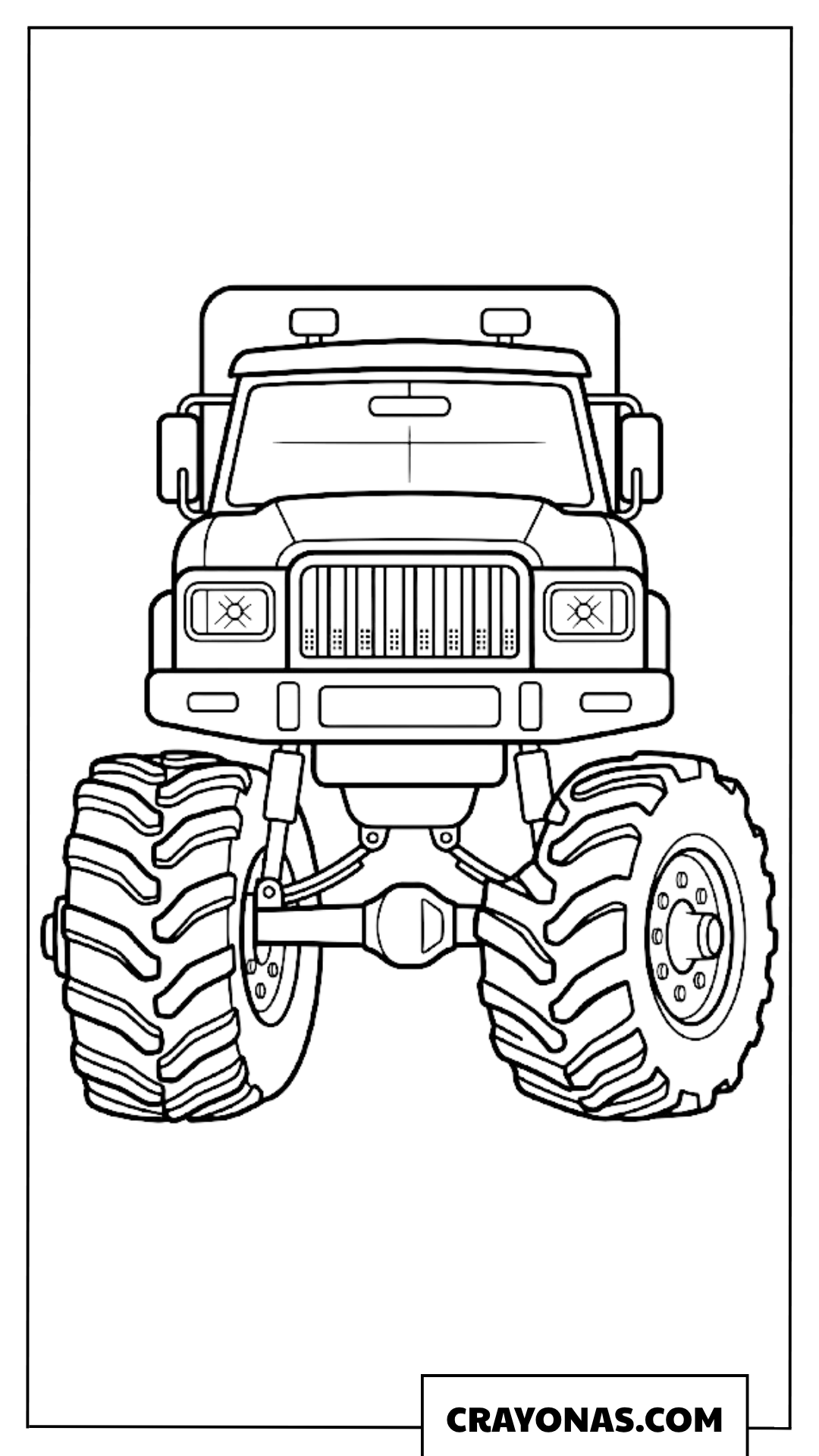 Bold Front View Square Grill Monster Truck Coloring Page
