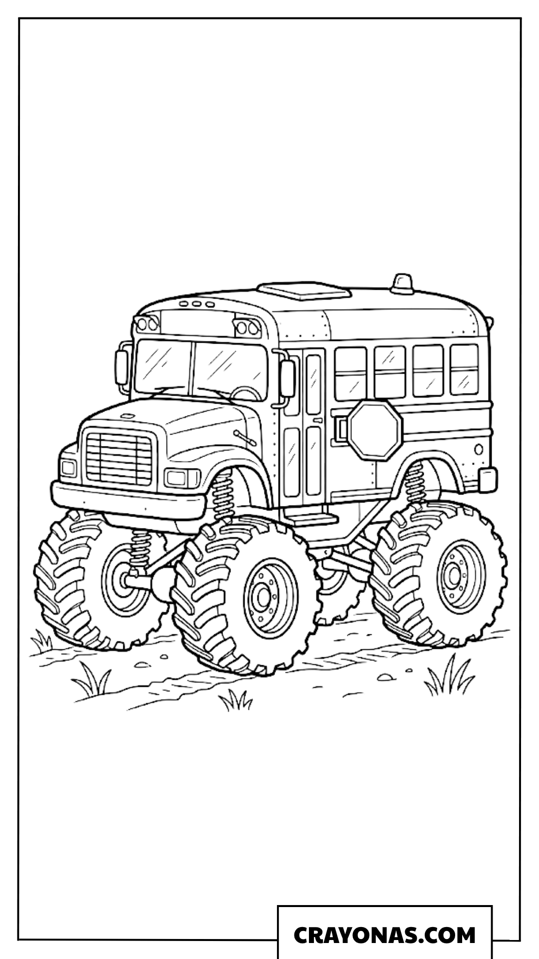 Classic School Bus Monster Jam Truck Coloring Page