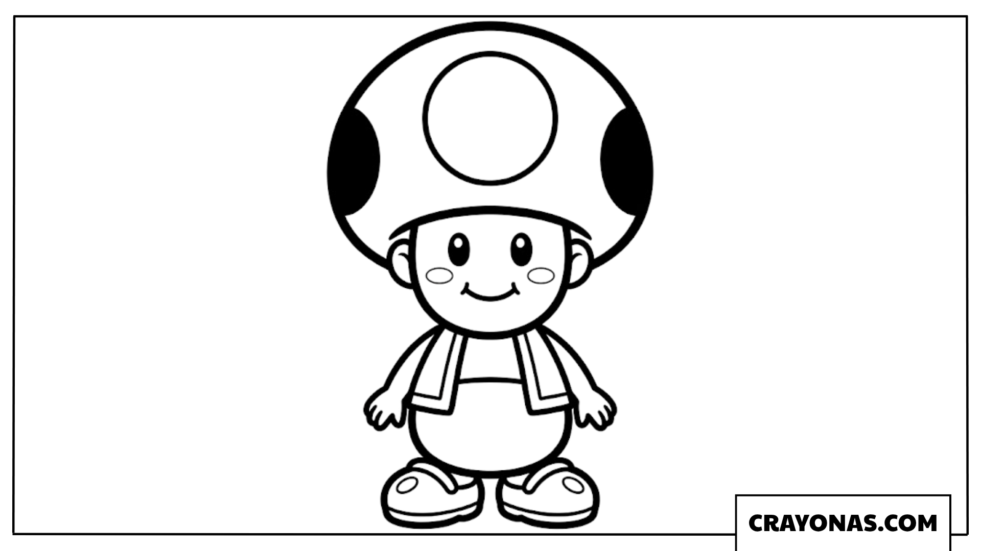 Cute Simple Toddler Toad Character Coloring Page