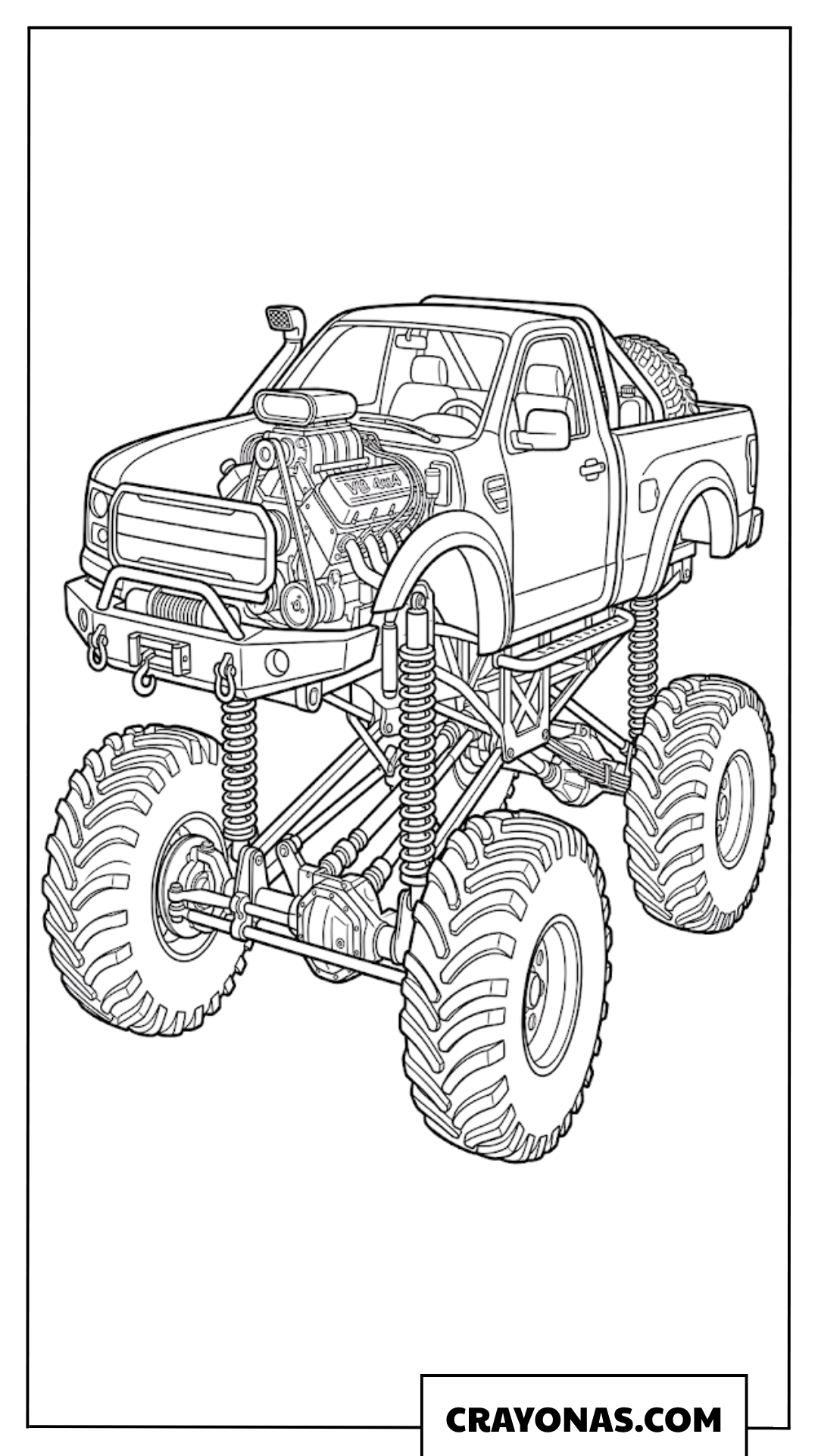 Detailed Lifted Off Road Monster Truck Coloring Page