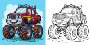 Easy Monster Truck Coloring Pages ft - 2