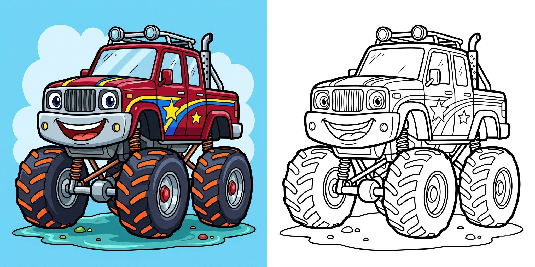 Easy Monster Truck Coloring Pages ft - 2