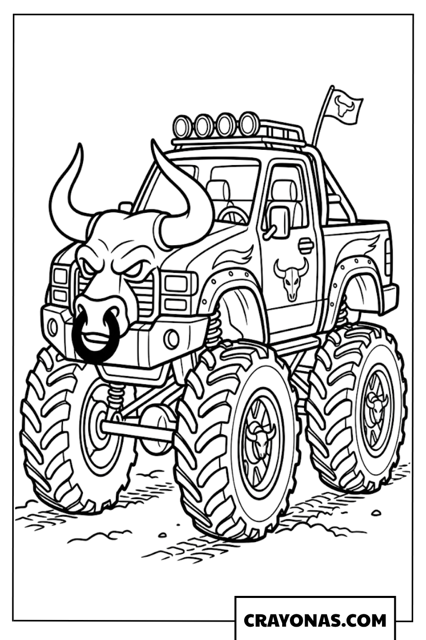 El Toro Loco Bull Monster Truck Coloring Page