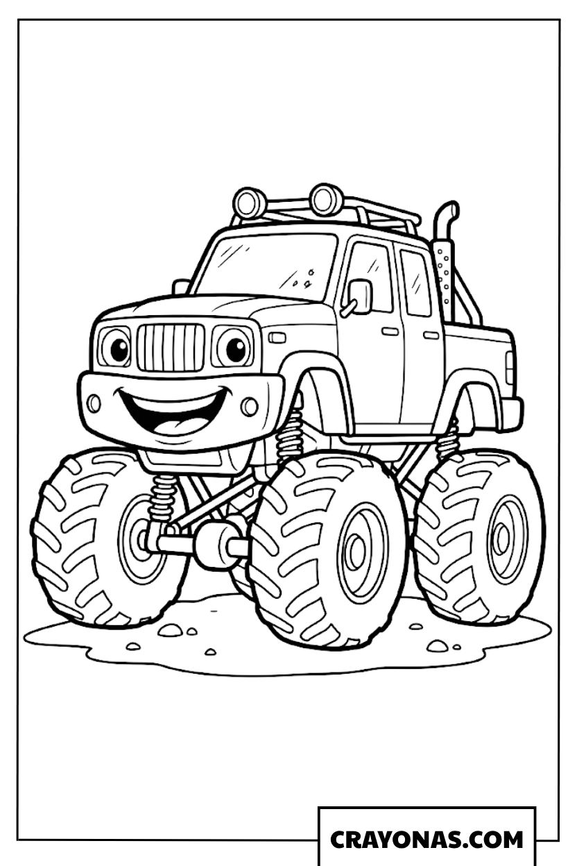 Friendly Face Off Road Monster Truck Coloring Page