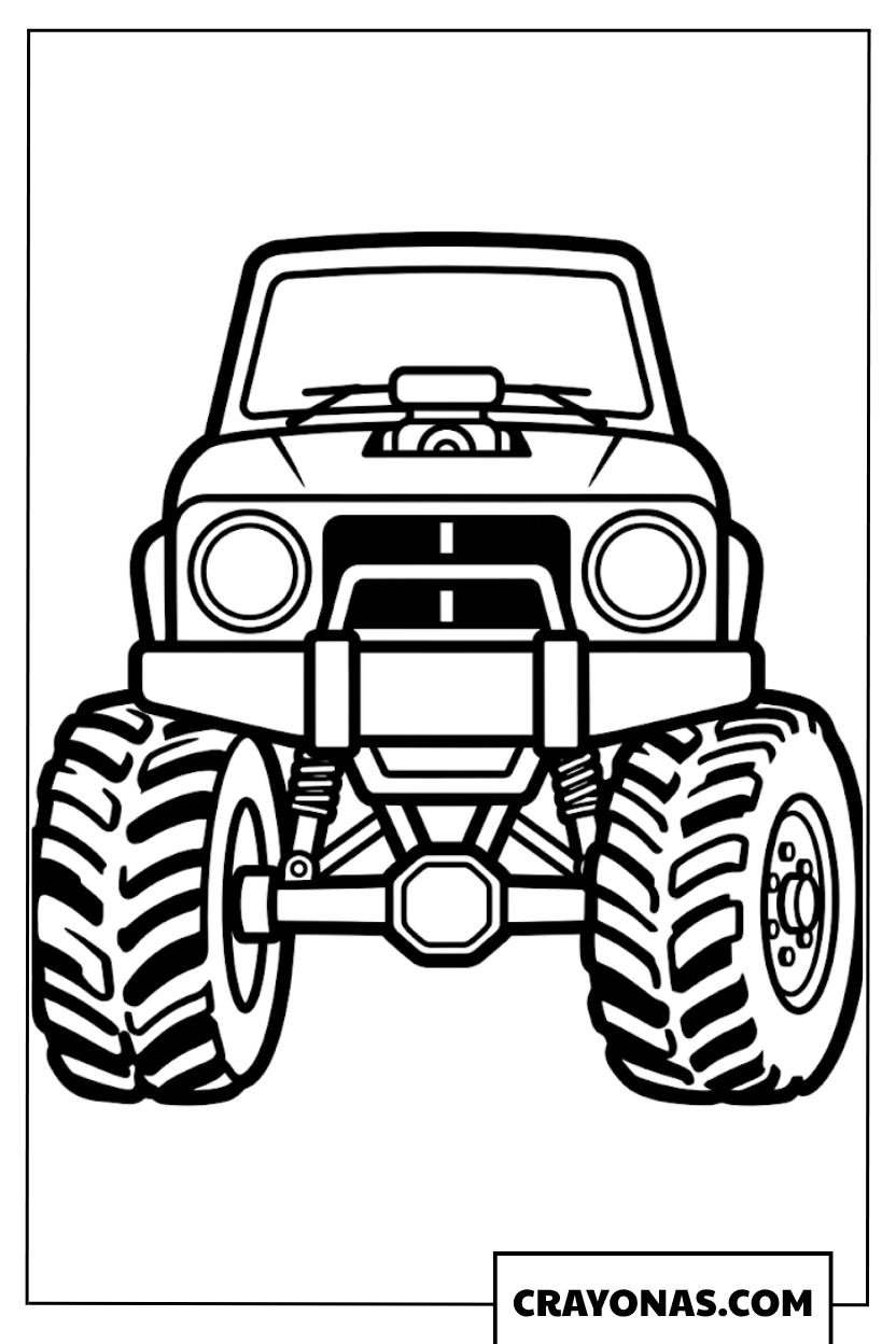 Front View Off Road Monster Truck Coloring Page