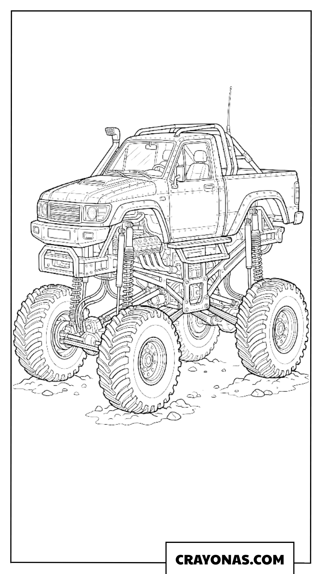 High Suspension Detailed Monster Truck Coloring Page