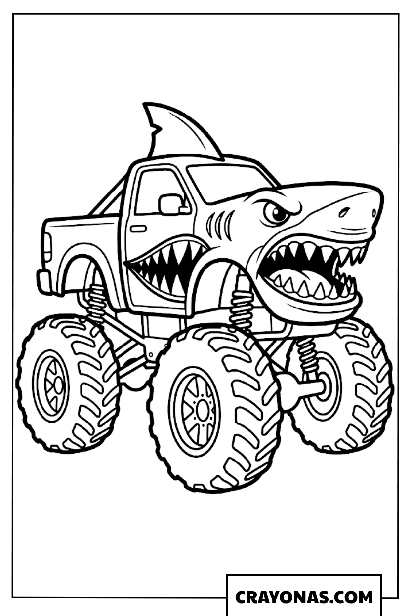 Megalodon Shark Monster Jam Truck Coloring Page
