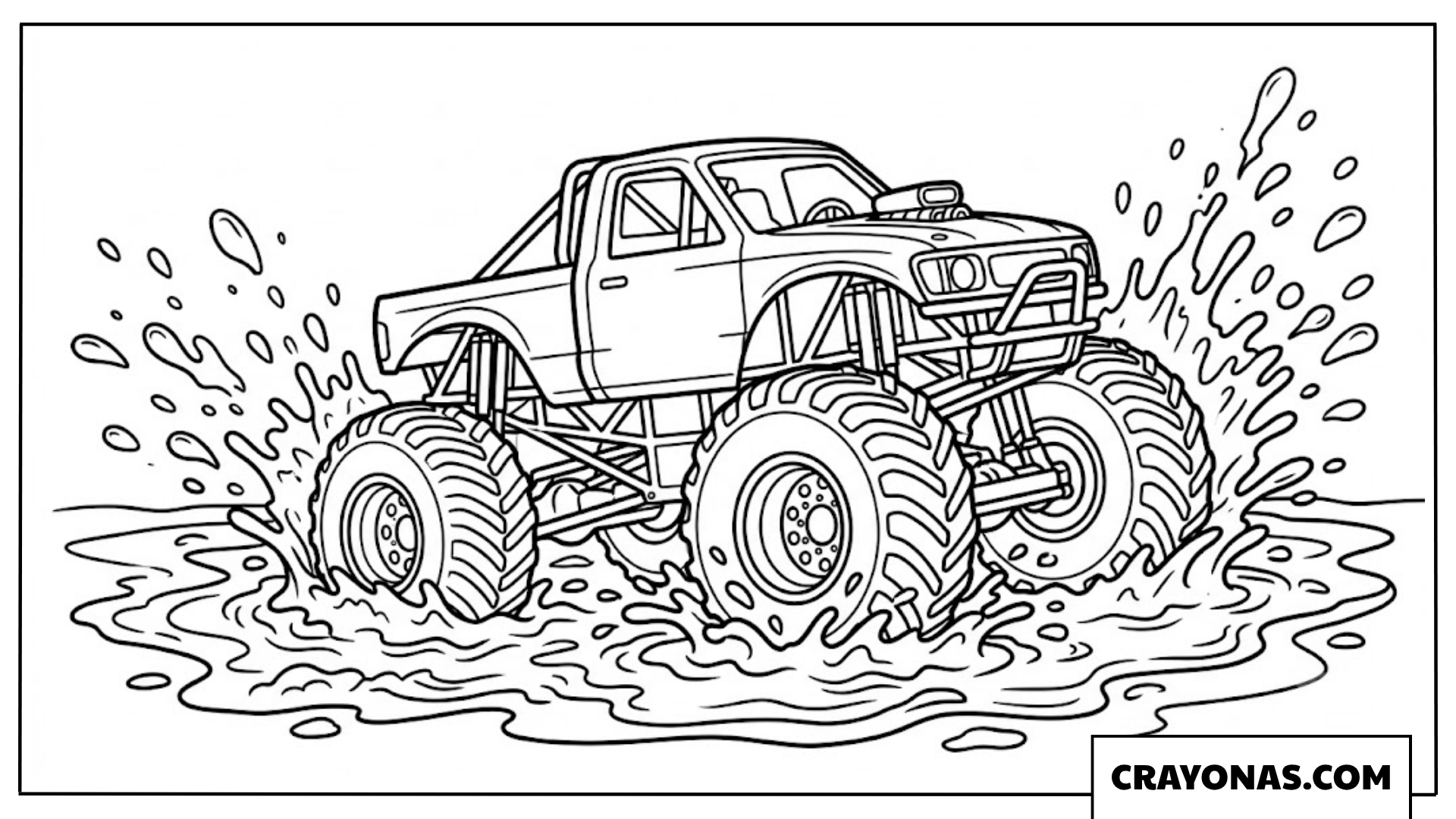 Monster Truck Splashing Mud Arena Coloring Page