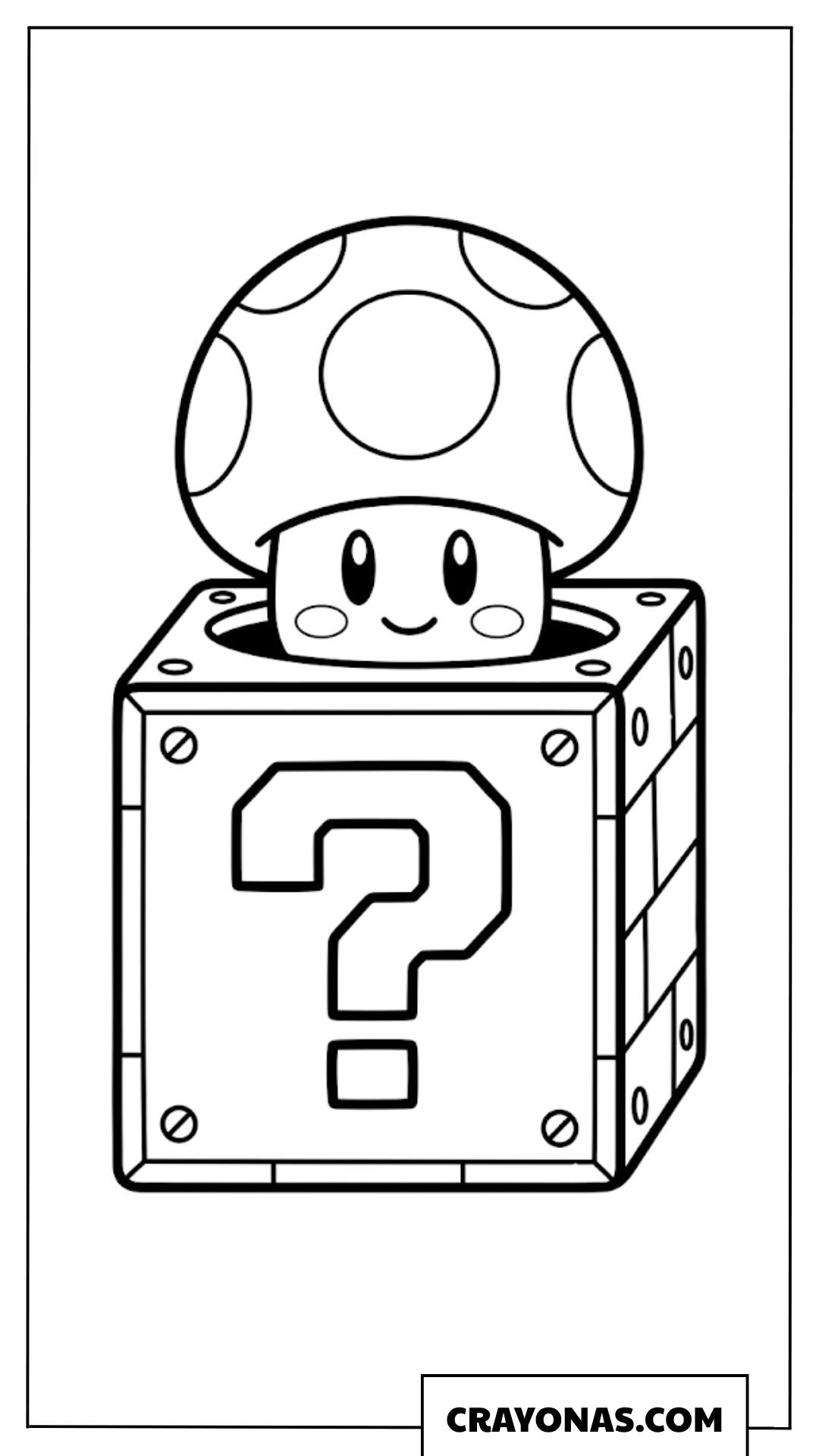 Mushroom Popping From Mystery Question Block Coloring Page