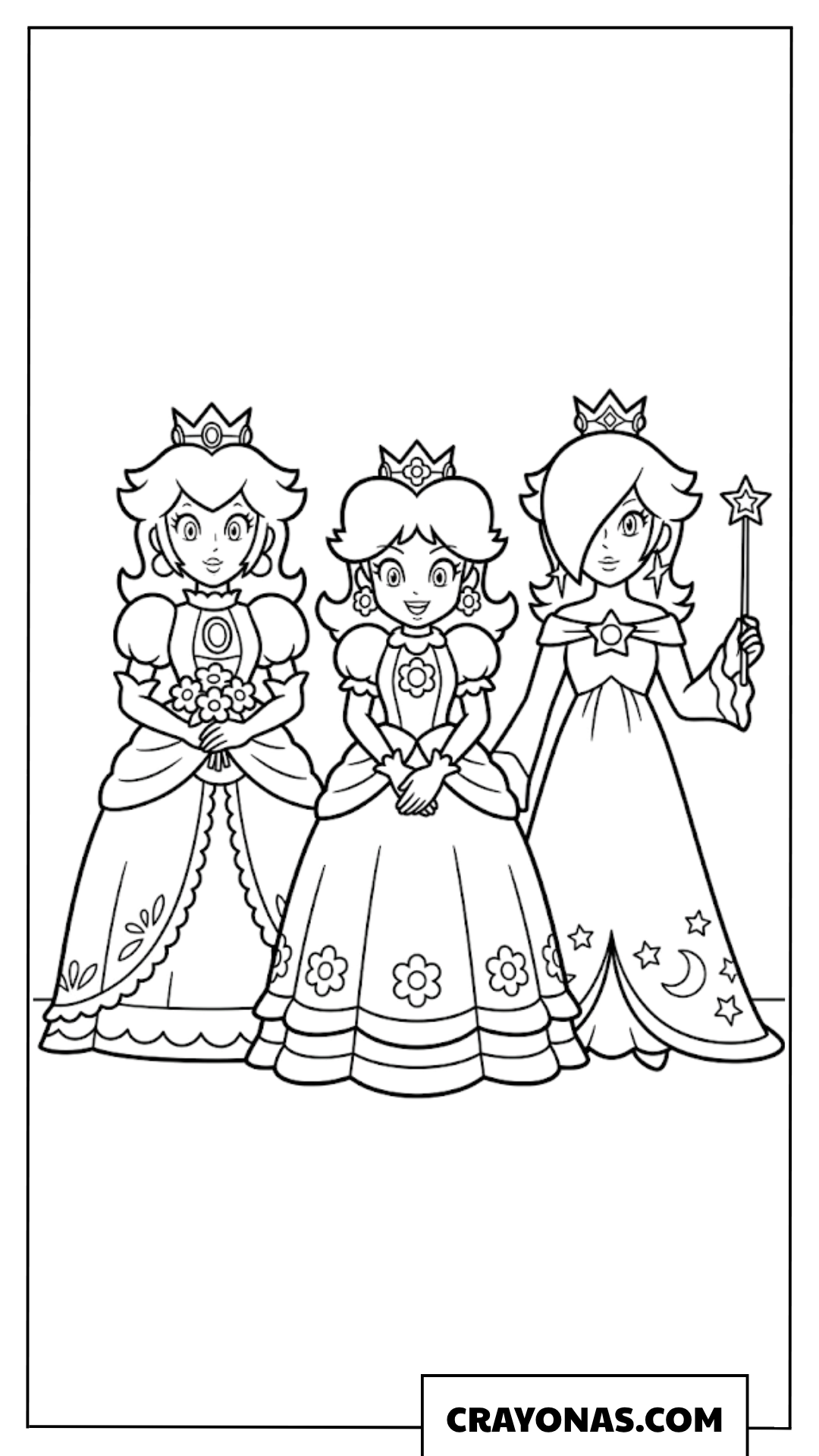 Peach Daisy and Rosalina Royalty Trio Coloring Page