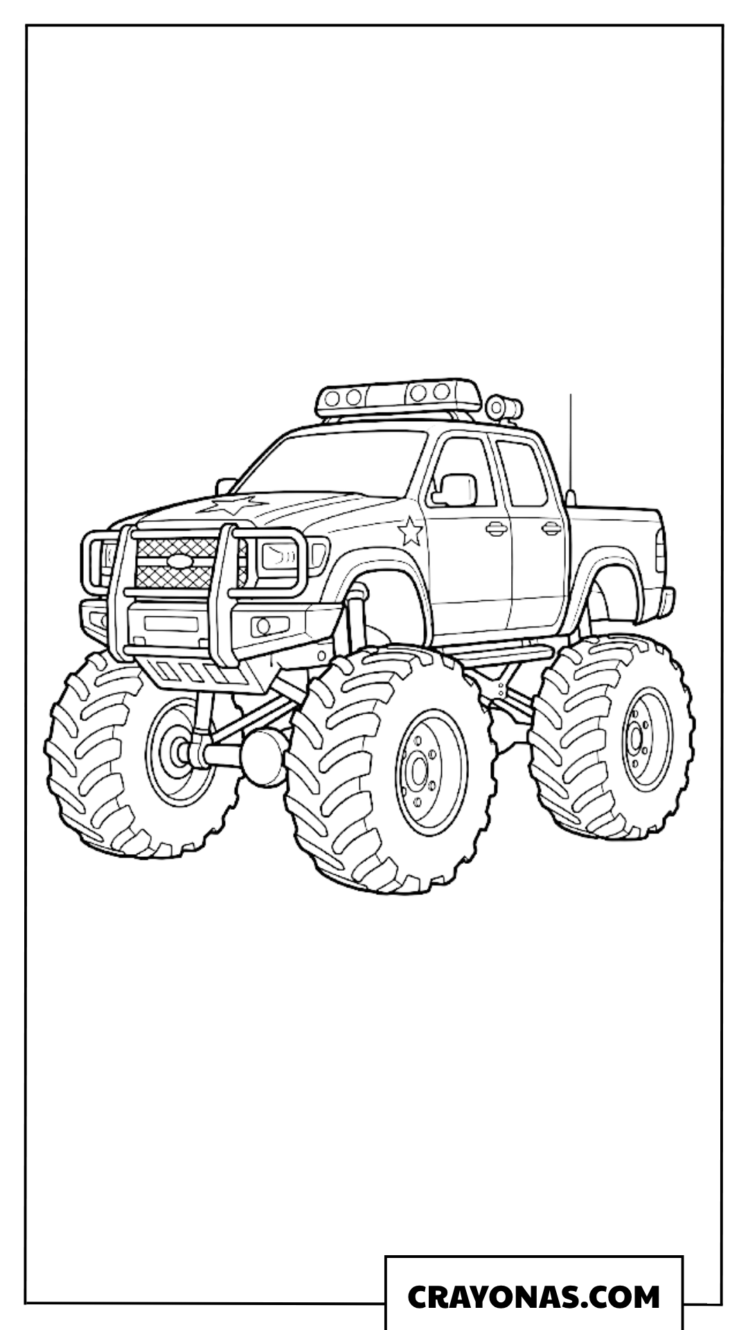Police Sheriff Crew Cab Monster Truck Coloring Page