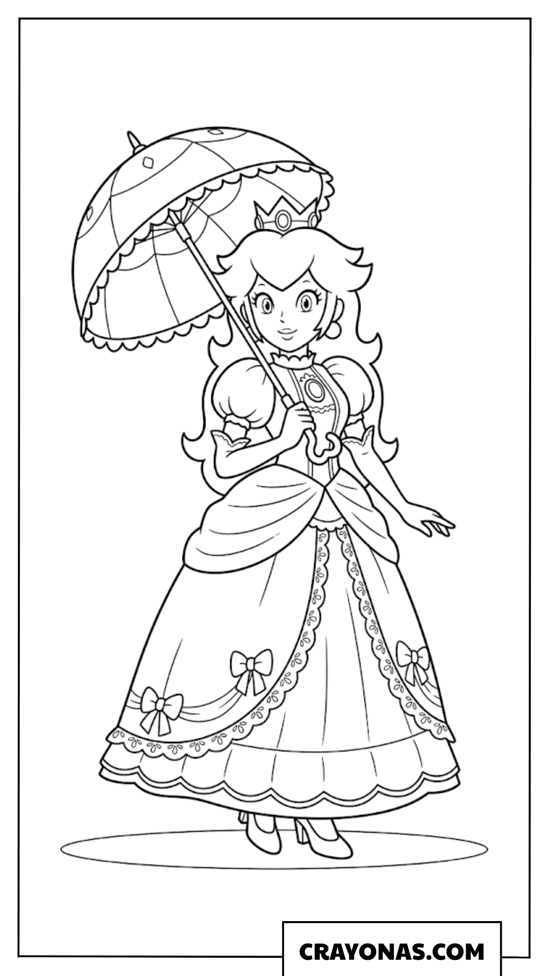 Princess Peach Holding Elegant Parasol Coloring Page