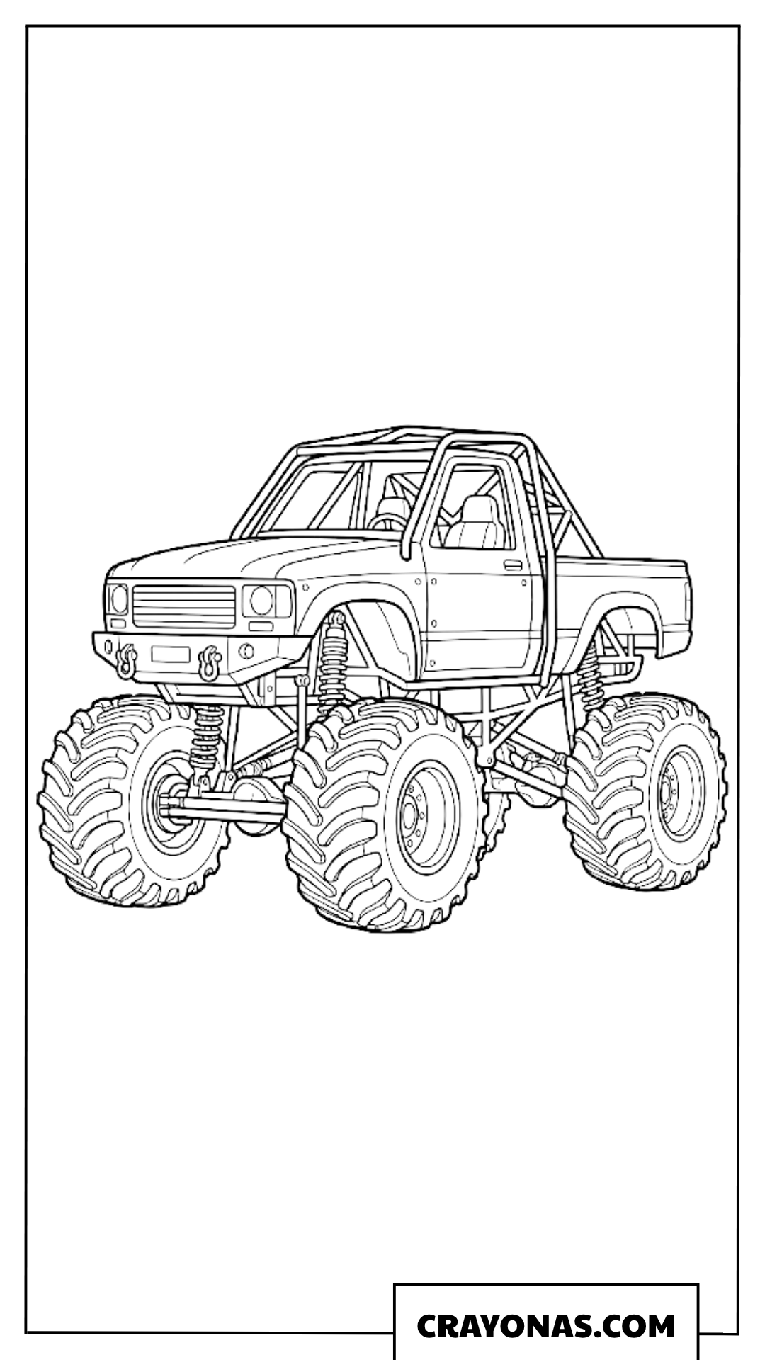 Realistic Single Cab Monster Truck Coloring Page