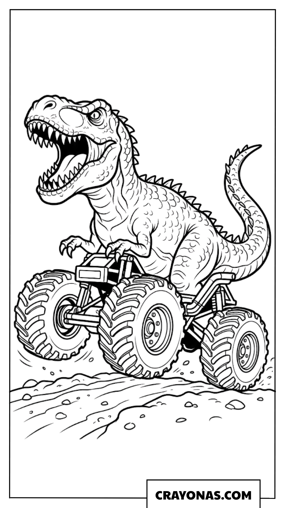 Roaring T Rex Dinosaur Monster Truck Coloring Page