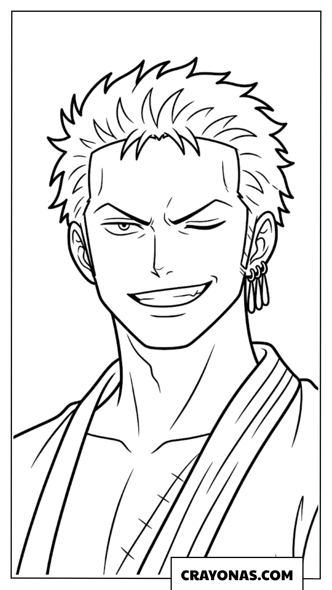 Roronoa Zoro Confident Smirking Portrait Coloring Page